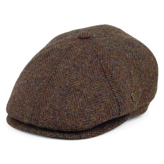 Peaky Stud Cap-Brown Harringbone