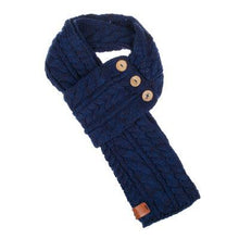 Load image into Gallery viewer, Celtic Cable Button Scarf Navy