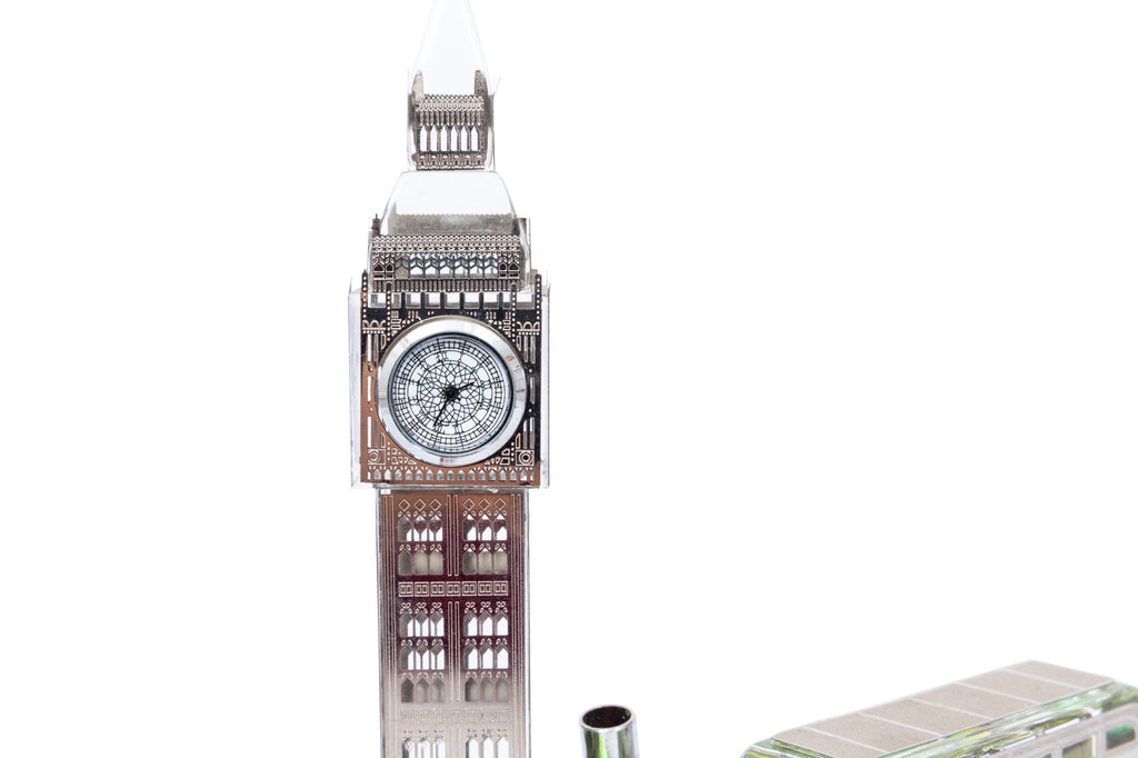 Crystal Silver London Bus & Big Ben Pen Holder