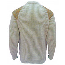 Load image into Gallery viewer, Chunky Crew Neck Grey Sweater With Harris Tweed Patches
