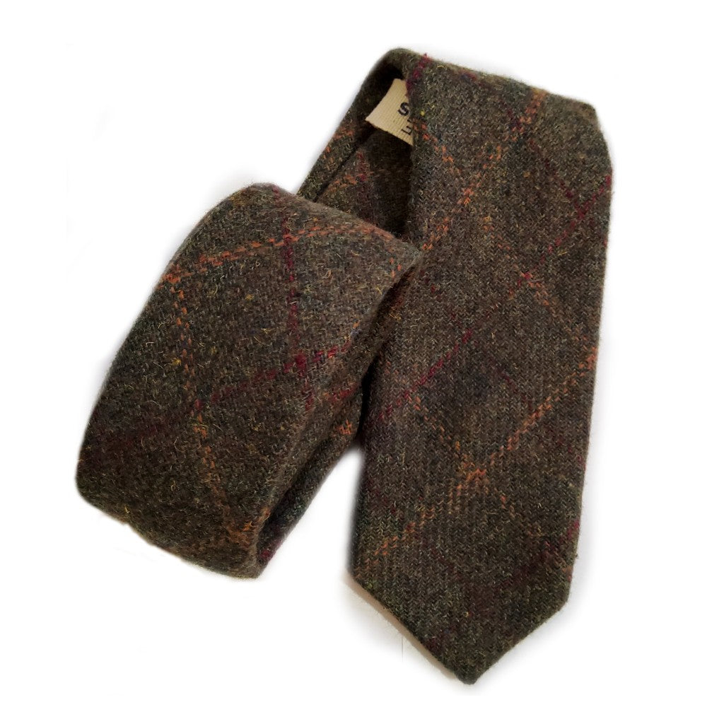 Grey Check Tweed Tie-britishsouvenirs