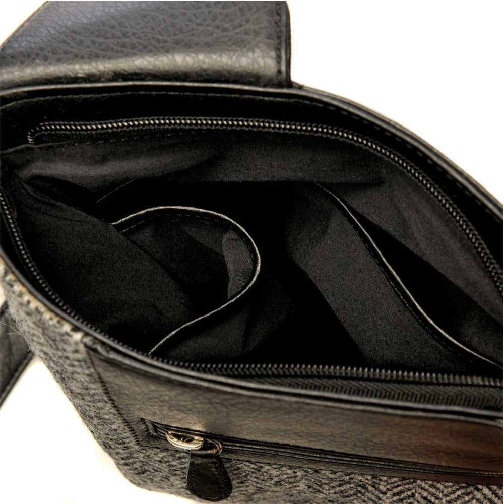 HARRIS TWEED MEDIUM CROSS BODY BAG (BLUE)