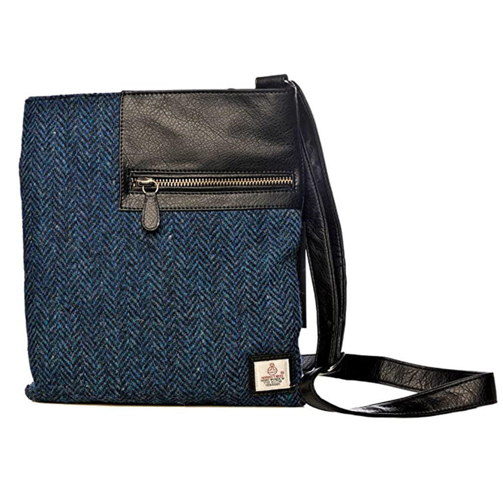HARRIS TWEED MEDIUM CROSS BODY BAG (BLUE)