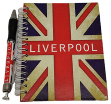 Load image into Gallery viewer, Liverpool Spiral Union Jack Note Book & Pen Set