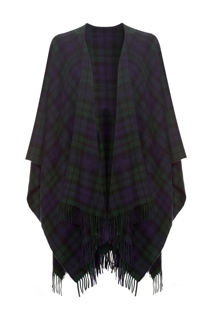 Lambswool cape / Ruana - Black Watch