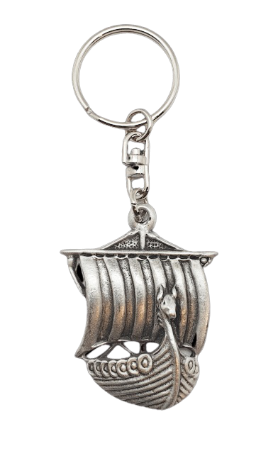 Pewter keyring Viking Ship