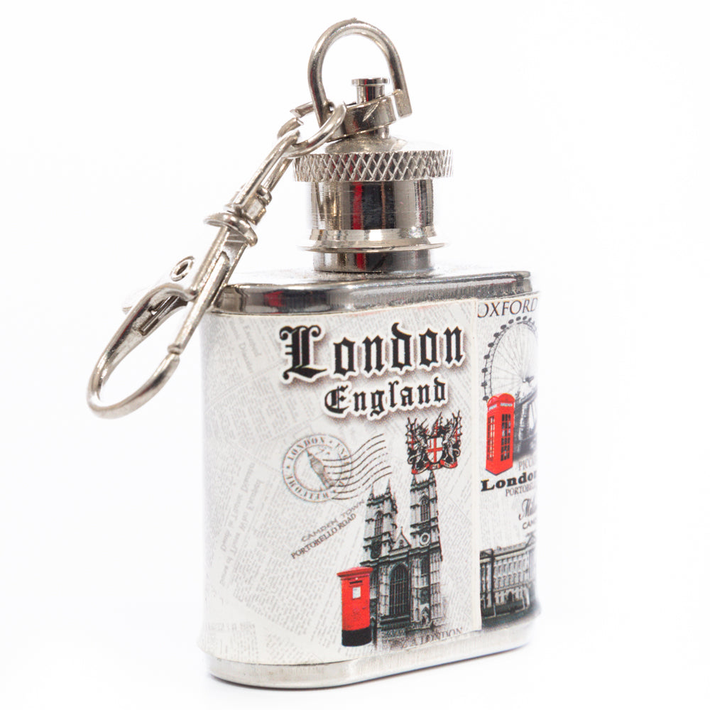 London themed Mini Hip Flask Key Ring