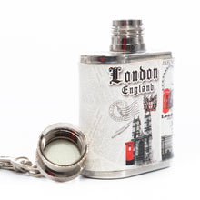 Load image into Gallery viewer, London themed Mini Hip Flask Key Ring