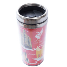 Load image into Gallery viewer, Liverpool Collage Red Travel Mug