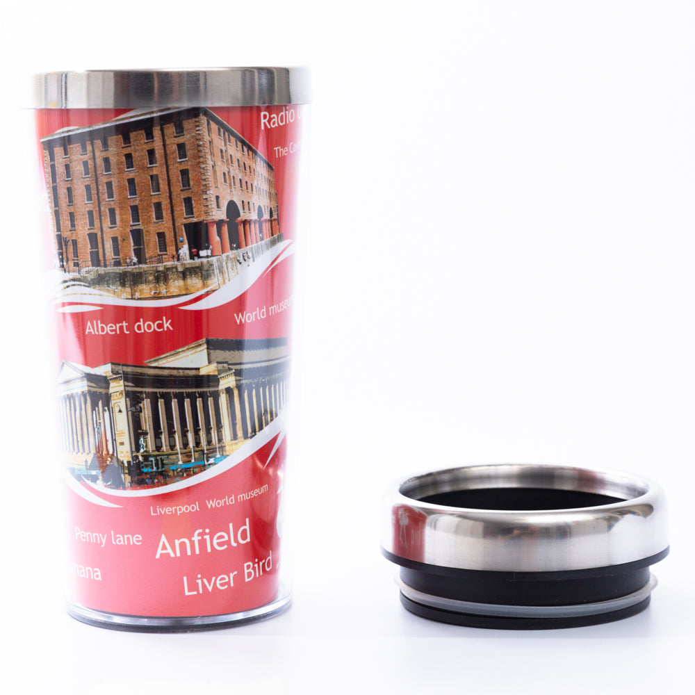 Liverpool Collage Red Travel Mug