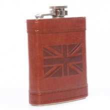 Load image into Gallery viewer, Leather Union Jack Hip Flask 4oz