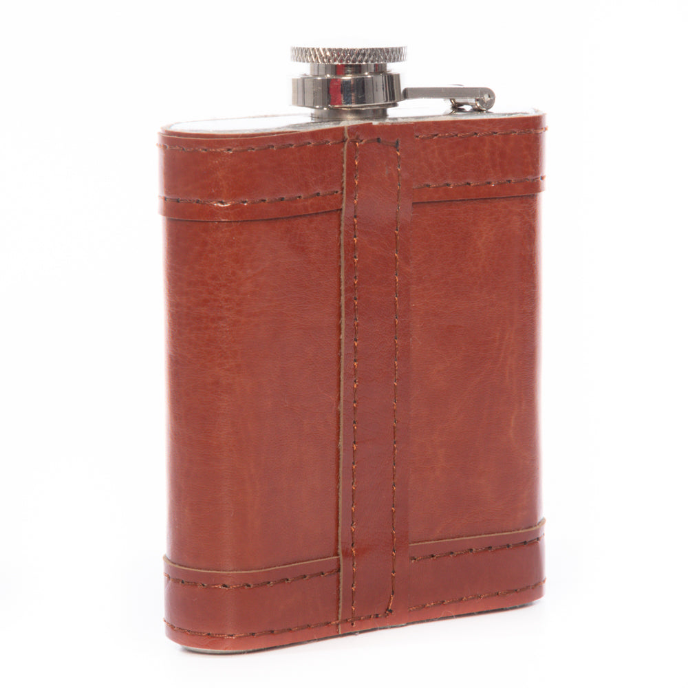 Leather Union Jack Hip Flask 4oz