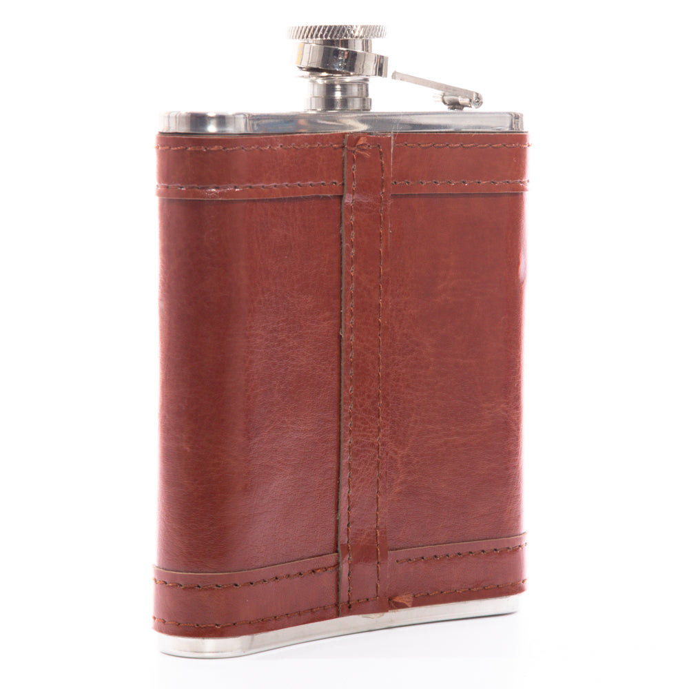 Leather Union Jack Hip Flask 7oz