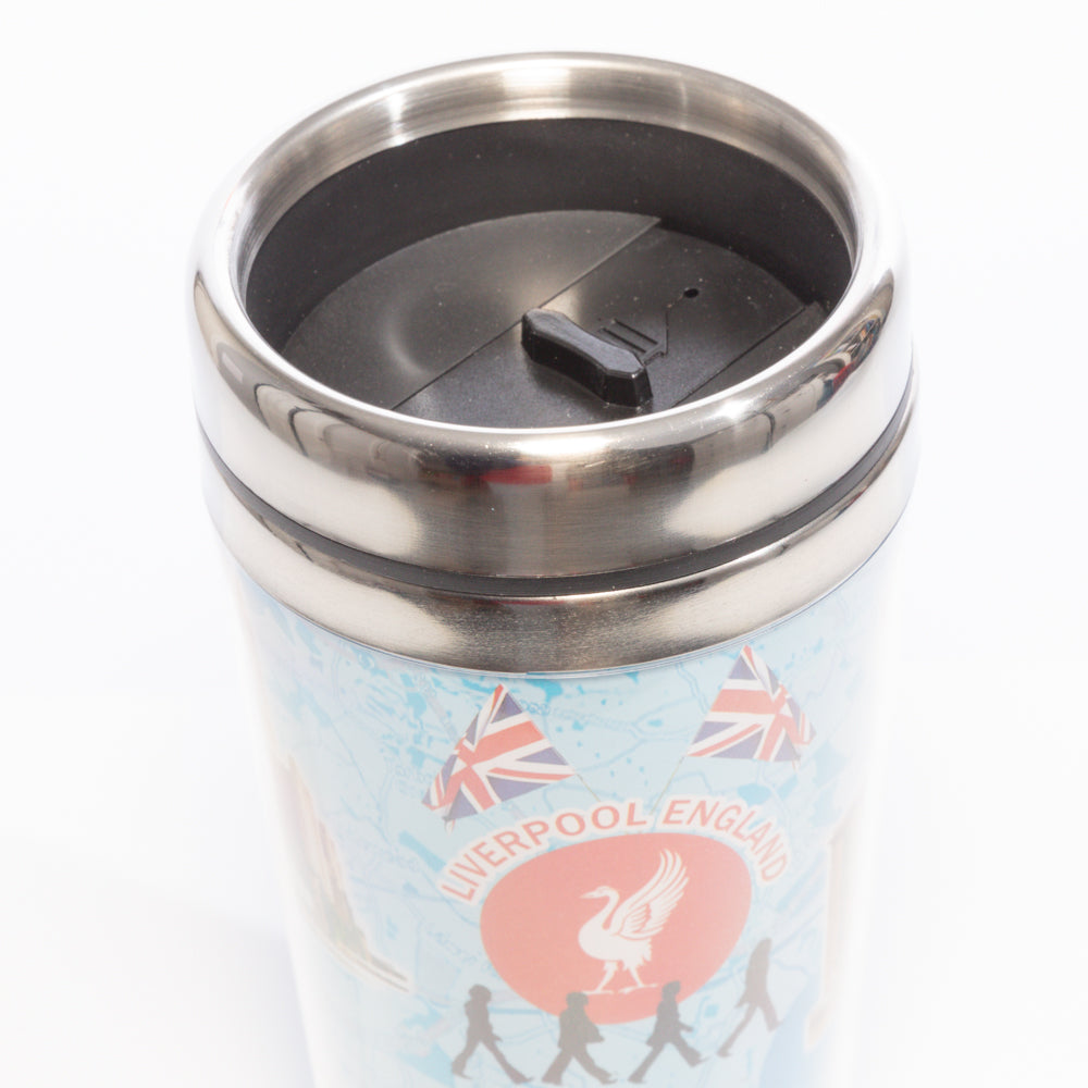Liverpool Collage Blue Travel Mug