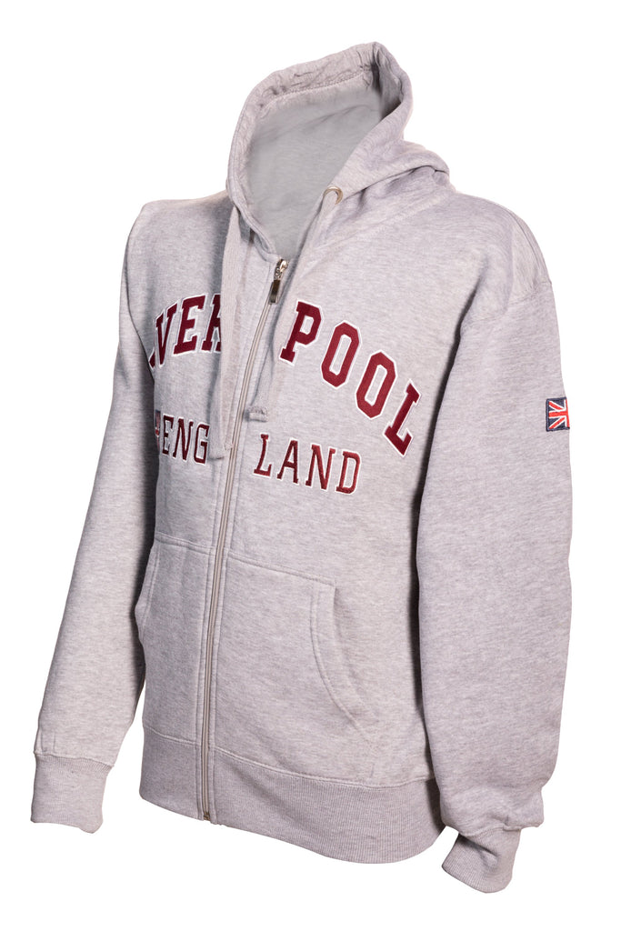 Sweatshirt Liverpool England Grey-Maroon Zipper Adult - Pridesouvenirs