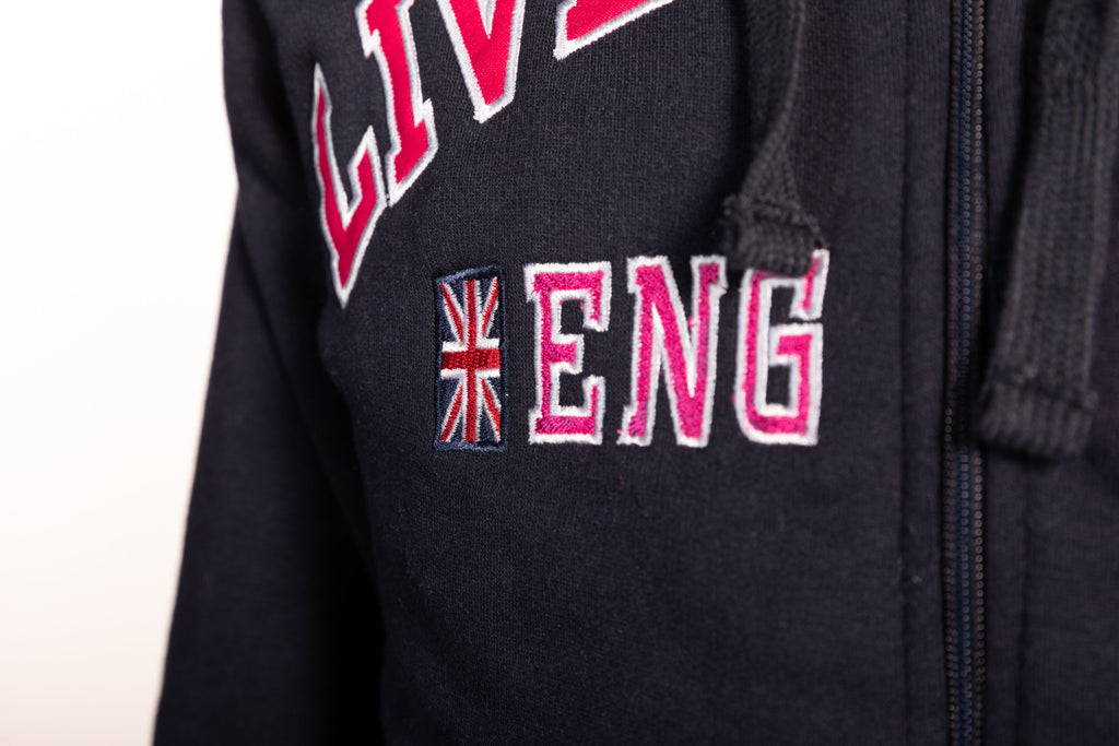 Sweatshirt Liverpool England Navy-Pink Zipper Youth - britishsouvenirs