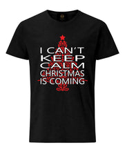Load image into Gallery viewer, Christmas T-Shirt Black I Can't Keep Calm | ladies christmas tshirt