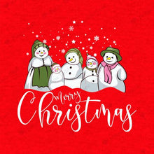 Load image into Gallery viewer, Christmas Snowman Family Red T-Shirt | Christmas T-shirt | X-mas Tshirt