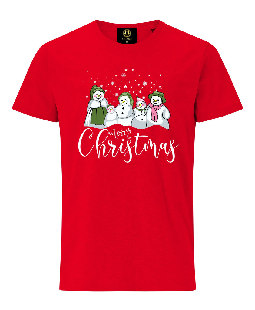 Christmas Snowman Family Red T-Shirt | Christmas T-shirt | X-mas Tshirt