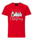 Christmas Snowman Family T-Shirt - Red