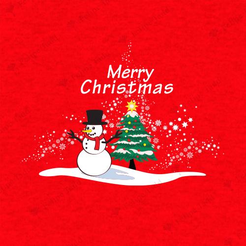 Christmas Tree With Snowman T-Shirt Red | mens christmas tshirt