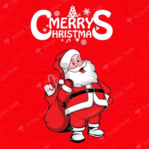 Merry Christmas Santa With Gifts T-Shirt- Red | X-mas Tshirt