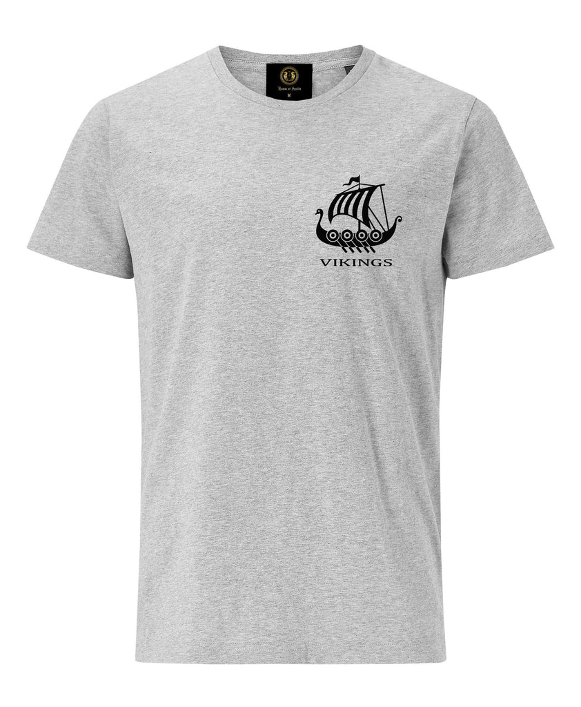 Embroidered Viking Boat T-Shirt- Grey - Britishsouvenirs
