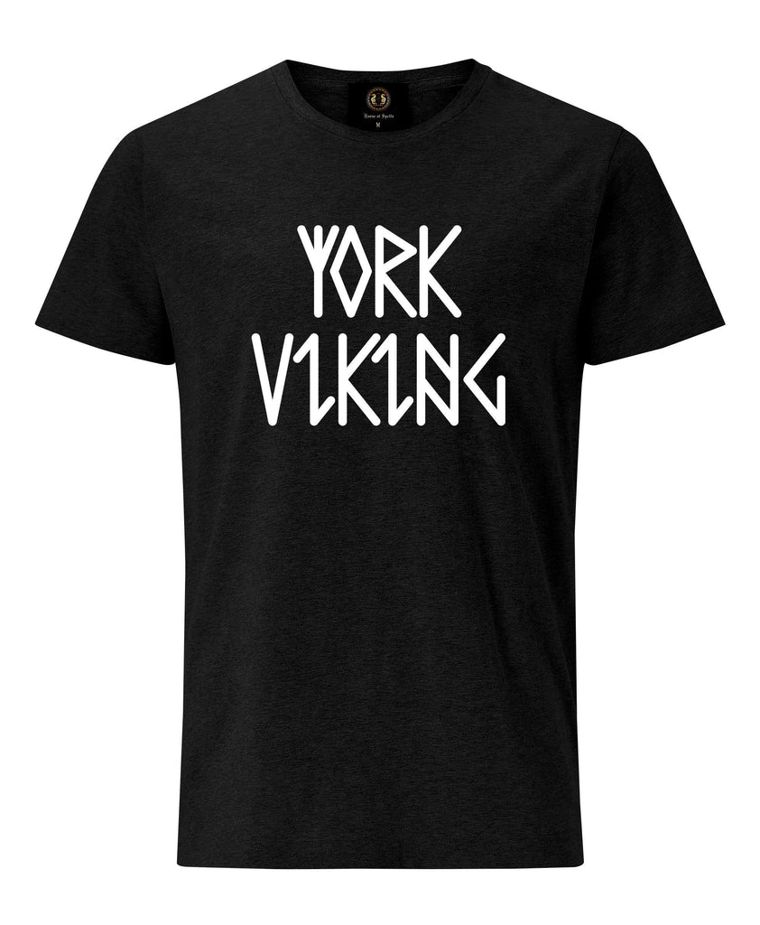 York Viking In Runes Printed T-Shirt- Black - Pridesouvenirs