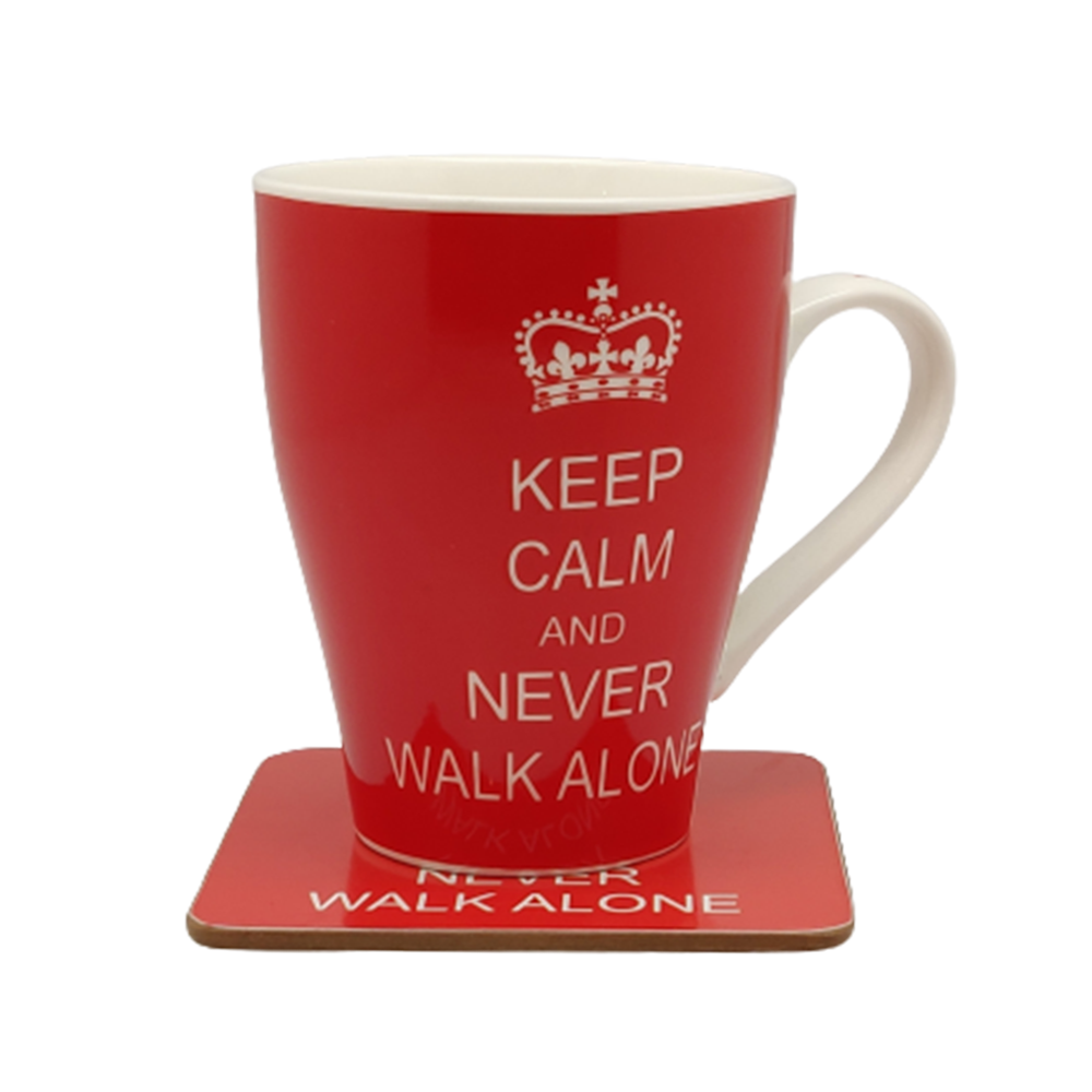 Red Never Walk Alone Mug and Coaster Set