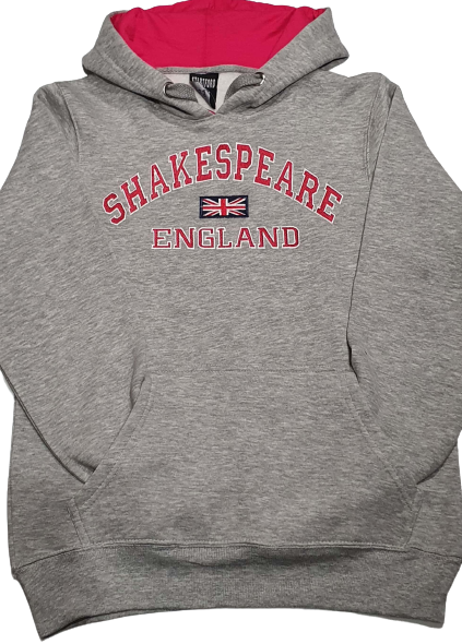 Shakespeare Hoodie Grey With Pink Hood