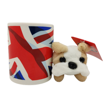 Load image into Gallery viewer, Union Jack Mug with Stuffed Bull Dog