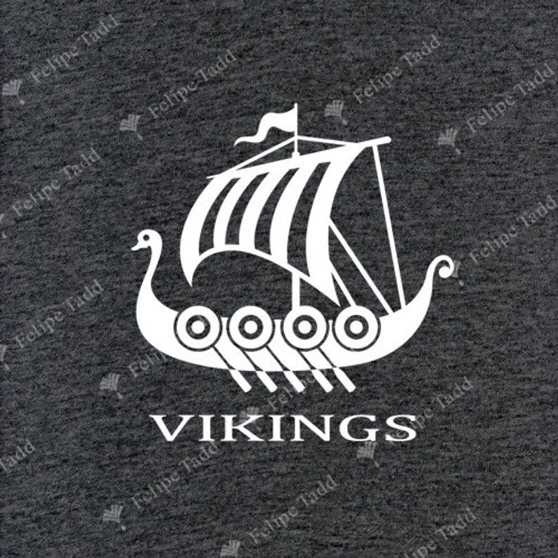 Viking Long Boat Embroidered T-Shirt- Charcoal Melange - Britishsouvenirs