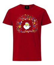 Load image into Gallery viewer, Christmas Santa & Gift Icons Red T-Shirt | christmas tshirt ladies