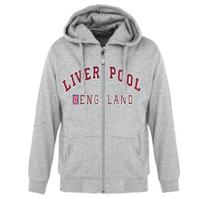 Load image into Gallery viewer, Sweatshirt Liverpool England Grey Maroon Zipper Adult