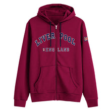 Load image into Gallery viewer, Sweatshirt Liverpool England Maroon Navy Zipper Adult