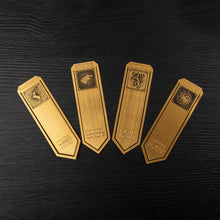 Load image into Gallery viewer, Set of 4 Stark, Lannister, Baratheon and Targaryen Metal Bookmarks