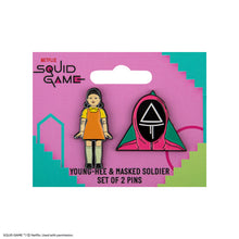 Load image into Gallery viewer, Set of 2 Pins Young-Hee &amp; Squid Game Soldier
