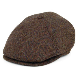 Peaky Stud Cap-Brown Harringbone