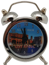 Load image into Gallery viewer, Silver Liverpool Royal Albert Dock Mini Alarm Clock