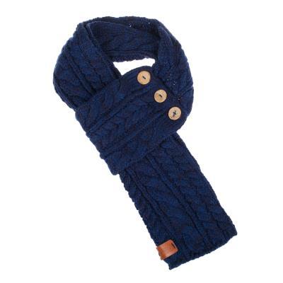 Celtic Cable Button Scarf Navy