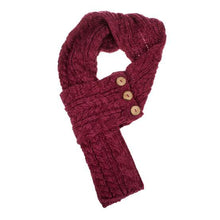 Load image into Gallery viewer, Celtic Cable Button Scarf Raspberry
