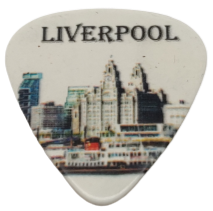 Load image into Gallery viewer, Liverpool Liver Building &amp; Ferry Guitar Plectrum - White