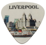 Liverpool Liver Building & Ferry Guitar Plectrum - White