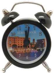 Black Liverpool Royal Albert Dock Mini Alarm Clock