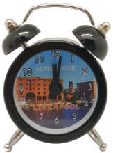 Load image into Gallery viewer, Black Liverpool Royal Albert Dock Mini Alarm Clock