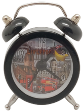 Load image into Gallery viewer, Black Liverpool Collage Mini Alarm Clock