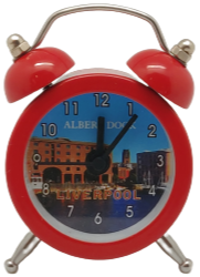Red Liverpool Royal Albert Dock Mini Alarm Clock