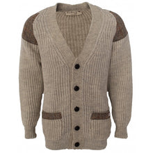 Load image into Gallery viewer, Chunky Knit Traditional Cardigan With Harris Tweed Patches