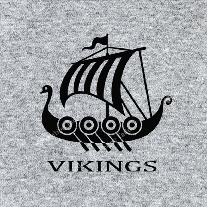 Embroidered Viking Boat T-Shirt- Grey - Britishsouvenirs