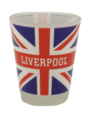 Frosted Liverpool Union Jack Shot Glass - Liverpool Collectables